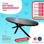 Ovale eettafel zwart mangohout 160 t/m 240cm v.a. €359,-!!, Huis en Inrichting, Tafels | Eettafels, Nieuw, Ovale eettafel zwart mangohout