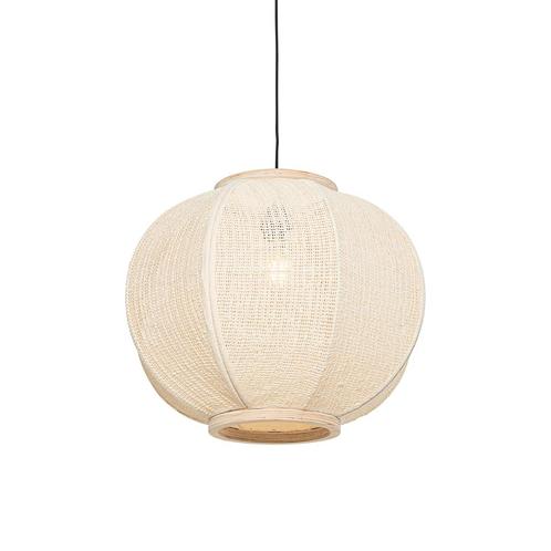 Oosterse hanglamp naturel stof 48 cm - Rob, Huis en Inrichting, Lampen | Hanglampen, Nieuw, Overige materialen, 75 cm of meer