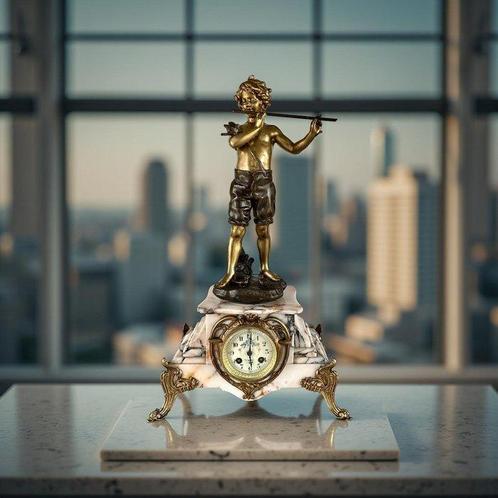 Pendule - Brons, Marmer, Zinklegering - 1850-1900 - Charmeur, Antiek en Kunst, Antiek | Klokken