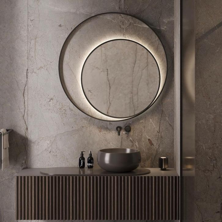 Designspiegel Martens Design Athene Rond met Frame en, Huis en Inrichting, Woonaccessoires | Spiegels, Nieuw, Rond, Minder dan 100 cm