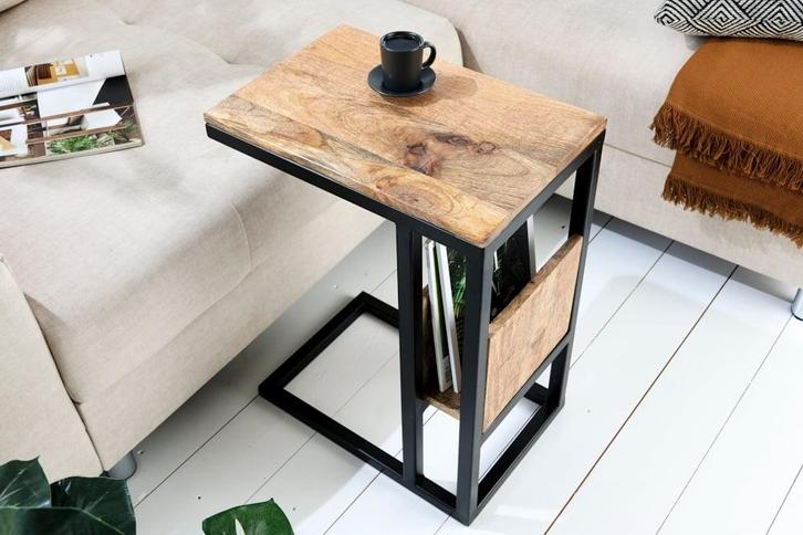 industrieele laptoptafel CONCIERGE 60 cm mangohouten, Huis en Inrichting, Tafels | Sidetables, Ophalen of Verzenden