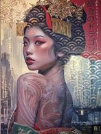 Yorokobi (XX-XXI) - DRAGON IN THE CITY (XL Gold hand, Antiek en Kunst