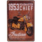 Metalen Plaatje - Indian Motor Roadmaster Chief 1953 - Geel, Ophalen of Verzenden, Nieuw