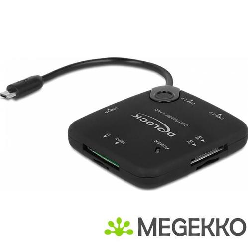 Delock 65529 Micro USB OTG-kaartlezer + 3-poorts USB-hub, Computers en Software, Netwerkkaarten, Nieuw, Verzenden