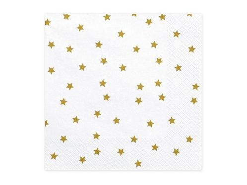 Witte Servetten Gouden Sterren 33cm 20st, Hobby en Vrije tijd, Feestartikelen, Nieuw, Verzenden