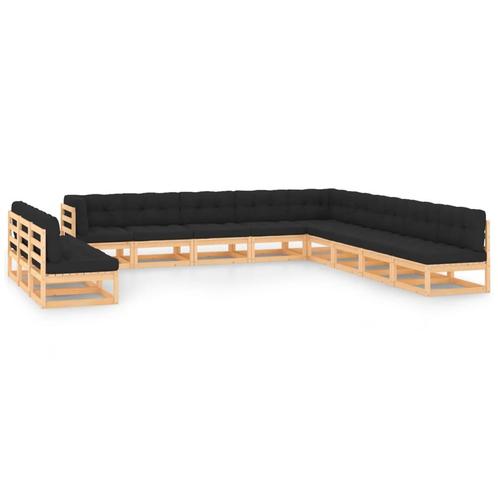 vidaXL 12-delige Loungeset met antracietkleurige kussens, Tuin en Terras, Tuinsets en Loungesets, Loungeset, Nieuw, Verzenden