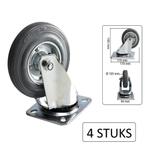 Benson Zwenkwielset - Ø 125 mm - Massief rubber - 100 kg..., Ophalen of Verzenden, Nieuw