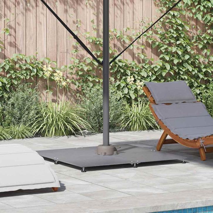vidaXL Parasolvoet Donkergrijze houtlook 100 x 100 x 4 cm, Tuin en Terras, Parasols, Parasolvoet, Nieuw, 1 tot 2 meter, Verzenden