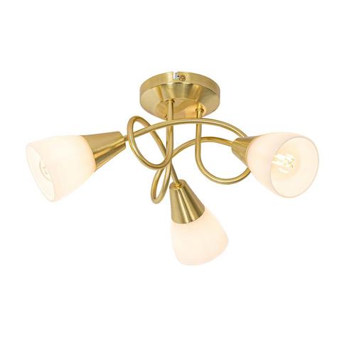 Klassieke plafondlamp goud met opaal glas 3-lichts - Inez, Huis en Inrichting, Lampen | Plafondlampen, Nieuw, Overige materialen