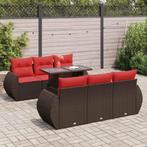 vidaXL 7-delige Loungeset met kussens poly rattan acacia, Tuin en Terras, Verzenden, Nieuw, Rotan, Loungeset
