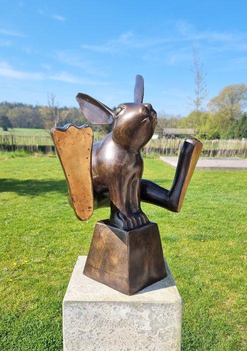 sculptuur, Jumping Hare - 52 cm - Brons, Antiek en Kunst, Curiosa en Brocante