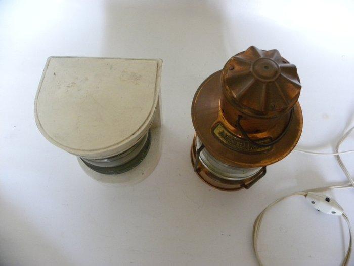 Ships lamp (2) - koper-metaal-glas, Antiek en Kunst, Curiosa en Brocante
