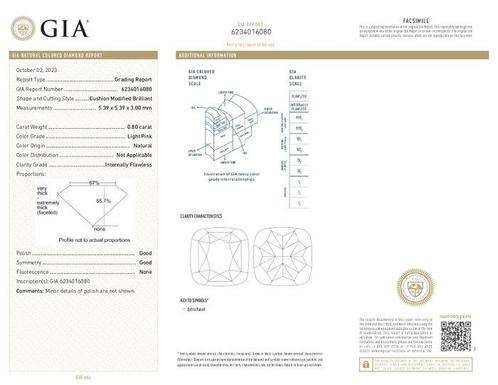 1 pcs Diamant (Natuurlijk gekleurd) - 0.80 ct - Cushion -, Sieraden, Tassen en Uiterlijk, Edelstenen