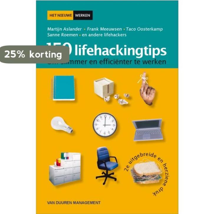 150 lifehackingtips om slimmer en efficiënter te werken, Boeken, Economie, Management en Marketing, Zo goed als nieuw, Verzenden