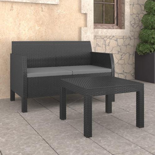 vidaXL 2-delige Loungeset met kussens PP rattan, Tuin en Terras, Tuinsets en Loungesets, Loungeset, Nieuw, Verzenden