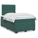vidaXL Boxspring met matras fluweel donkergroen 120x200 cm, Huis en Inrichting, Slaapkamer | Bedden, Verzenden, Nieuw, Twijfelaar