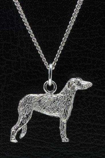 Zilveren Irish Wolfhound ketting hanger - groot, Sieraden, Tassen en Uiterlijk, Kettinghangers, Verzenden