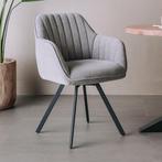 *WOONWINKEL* Tower Living Bruno Comfortabele Eetstoel Draaib, Verzenden, Nieuw, Grijs, Stof