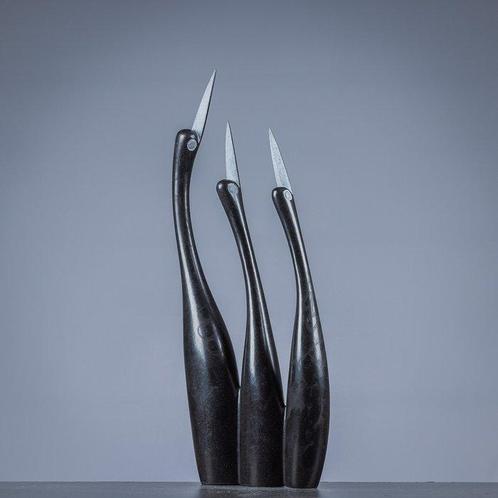 A Mutuke - sculptuur, Three birds - 280 mm - Serpetine stone, Antiek en Kunst, Kunst | Designobjecten