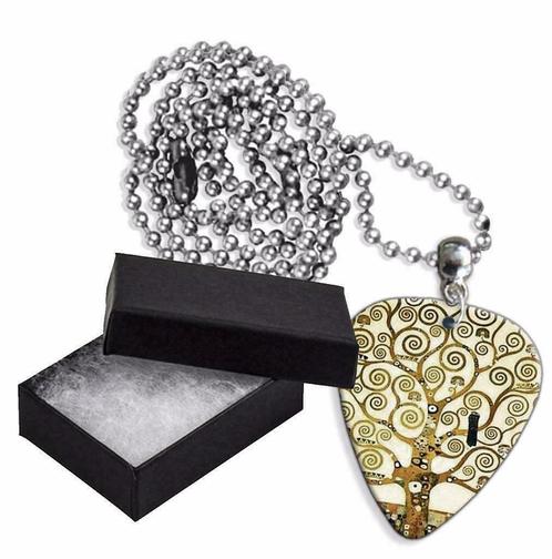 Aluminium plectrum ketting met afbeelding van de Levensboom, Verzamelen, Overige Verzamelen, Nieuw, Ophalen of Verzenden