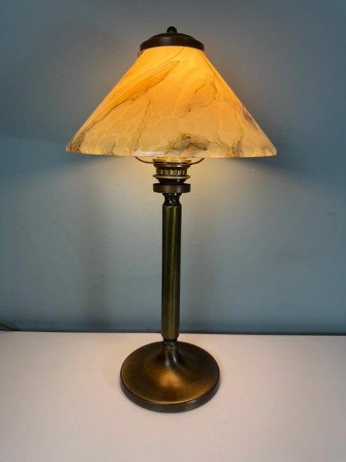 Lamp - Verfijnde Art Deco Tafellamp met Gemarmerde Uranium, Antiek en Kunst, Curiosa en Brocante