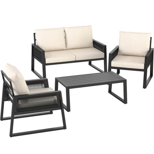Loungeset Captive in touwontwerp - Set 1 (1 x bank / 1 x taf, Tuin en Terras, Tuinsets en Loungesets, Verzenden