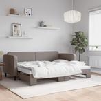 vidaXL Slaapbank met onderschuifbed 80x200 cm stof taupe, Huis en Inrichting, Eenpersoons, Verzenden, Nieuw, 80 cm