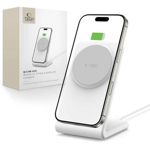 Tech-Protect Draadloze oplader USB-C [MagSafe] Wit, Telecommunicatie, Mobiele telefoons | Telefoon-opladers, Nieuw, Verzenden