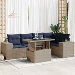 vidaXL 6-delige Loungeset met kussens poly rattan acacia, Tuin en Terras, Verzenden, Nieuw, Rotan, Loungeset