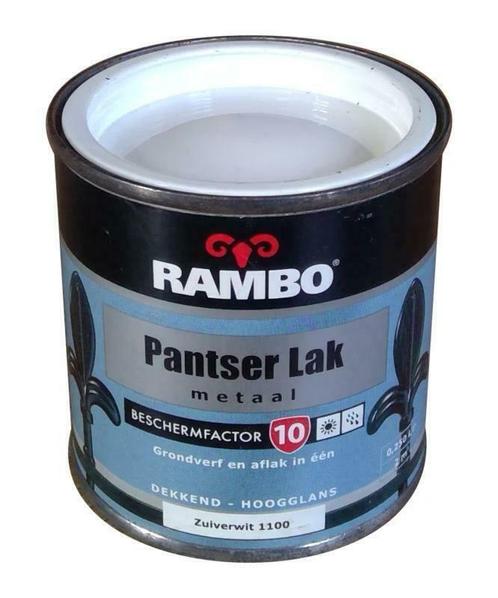 Rambo Pantserlak Zuiverwit 250 ml, Doe-het-zelf en Verbouw, Verf, Beits en Lak, Lak, Wit, Nieuw, Minder dan 5 liter, Ophalen of Verzenden