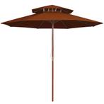 vidaXL Parasol dubbeldekker met houten paal 270 cm, Verzenden, Nieuw, Minder dan 1 meter