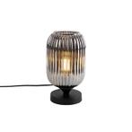 Art Deco tafellamp zwart met smoke glas - Banci, Huis en Inrichting, Lampen | Tafellampen, Nieuw, Glas, Art Deco, Minder dan 50 cm