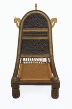 traditionele stoel - Hout, Messing, verwikkeling in touw -, Antiek en Kunst