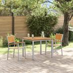 vidaXL 3-delige Tuinset van Massief Acaciahout met Metaal, Tuin en Terras, Tuintafels, Verzenden, Nieuw