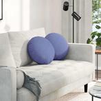 vidaXL Zitkussens 2 pcs Jeans Blauw Ø40 x 13 cm Stof, Huis en Inrichting, Woonaccessoires | Kussens, Verzenden, Nieuw, Blauw