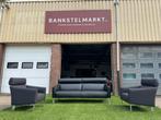 Bankstel  LEOLUX PATASHOU design bank + fauteuils stof/leer, Huis en Inrichting, Design, Zo goed als nieuw, Rechte bank, Leer