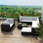 vidaXL 10-delige Loungeset met kussens poly rattan zwart, Meer dan 8 zitplaatsen, Nieuw, Loungeset, Verzenden