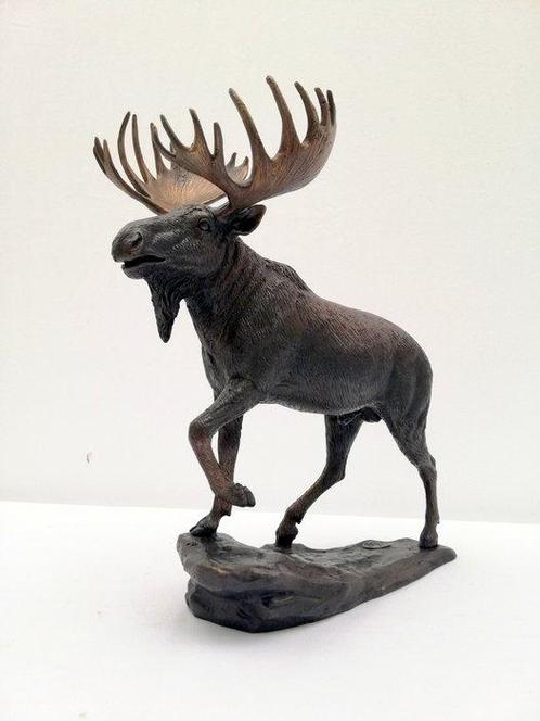Beeldje - A moose - Elk - Brons, Antiek en Kunst, Curiosa en Brocante