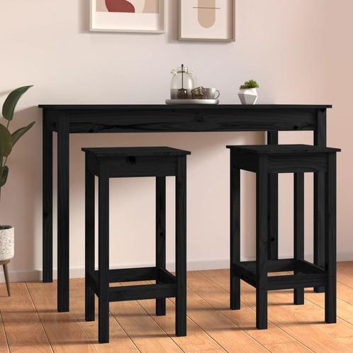 vidaXL Barstoelen 2 st 40x40x78 cm massief grenenhout zwart, Huis en Inrichting, Stoelen, Zwart, Nieuw, Verzenden