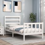 vidaXL Bedframe zonder matras massief grenenhout wit 90x190, Huis en Inrichting, 90 cm, Eenpersoons, Verzenden, Wit