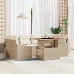 vidaXL Tuin Eetset met kussen Beige en Crème 100 x 55 x 73, Tuin en Terras, Tuinsets en Loungesets, Verzenden, Nieuw, Rotan
