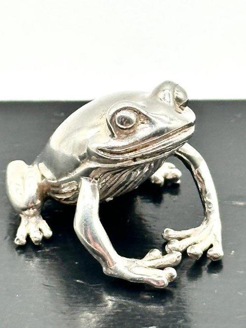 No reserve-Grote handgemaakte zilveren miniatuur Kikker -, Antiek en Kunst, Antiek | Goud en Zilver