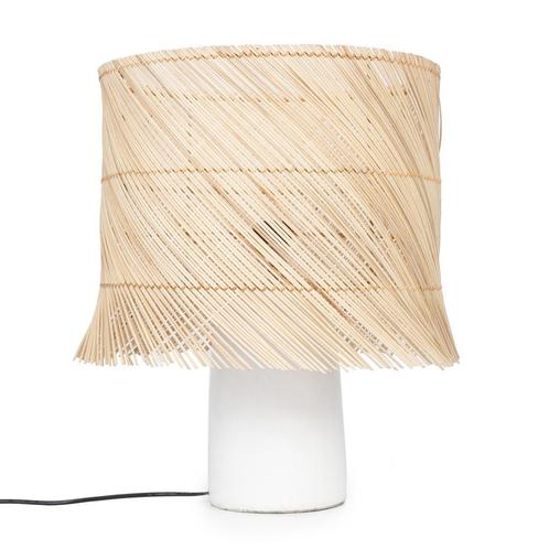 De Rattan Tafellamp - Wit Naturel, Huis en Inrichting, Lampen | Overige, Nieuw, Verzenden