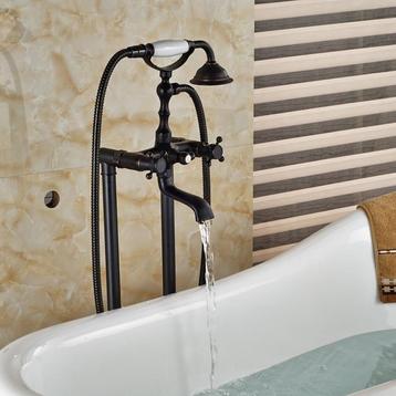 Vrijstaande badkraan luxe olie brons look uitvoering