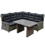 Ibiza hoek dining loungeset 4-delig verstelbaar grijs 120, Tuin en Terras, Tuinsets en Loungesets, Ophalen of Verzenden, Nieuw