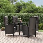 vidaXL 5-delige Tuinset met kussens poly rattan zwart, Verzenden, Nieuw, Rotan, Tuinset