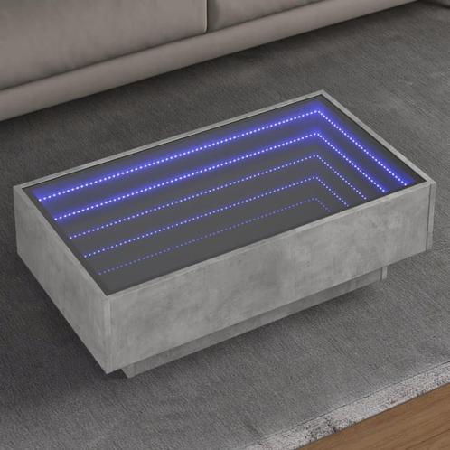 vidaXL Salontafel met LED 90x50x30 cm bewerkt hout, Huis en Inrichting, Tafels | Salontafels, 50 tot 100 cm, Nieuw, Overige houtsoorten