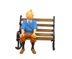 Figuur - Tintin assis + Banc fait main en bois et fer, Nieuw