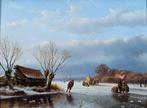 Pieter Cornelis Hoen (1814-1880) - Bevroren Rivier met, Antiek en Kunst, Kunst | Schilderijen | Klassiek
