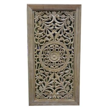 Bangkok wandpaneel houtsnijwerk teak naturel 100x50x3 cm beschikbaar voor biedingen